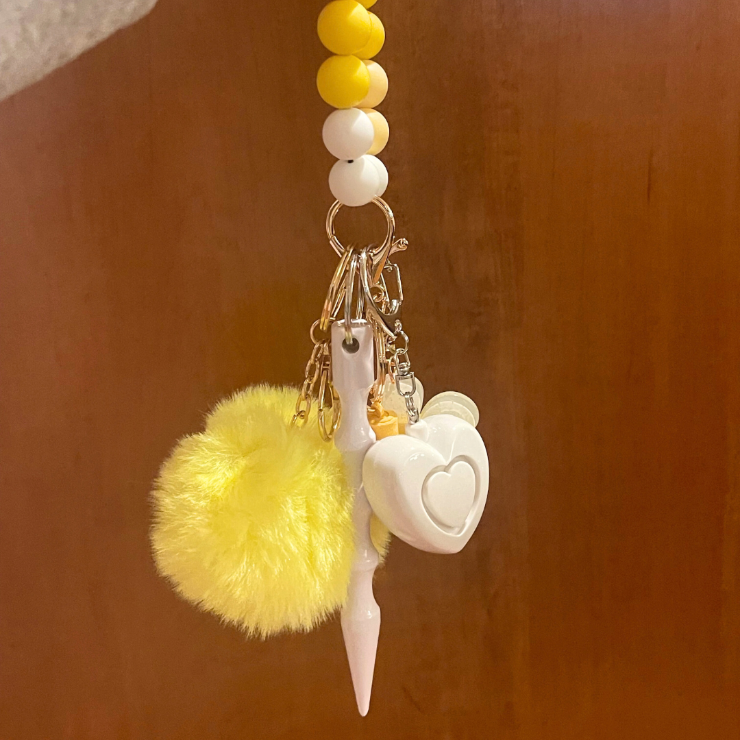 Sunshine Beaded Wristlet Mini Safety Keychain