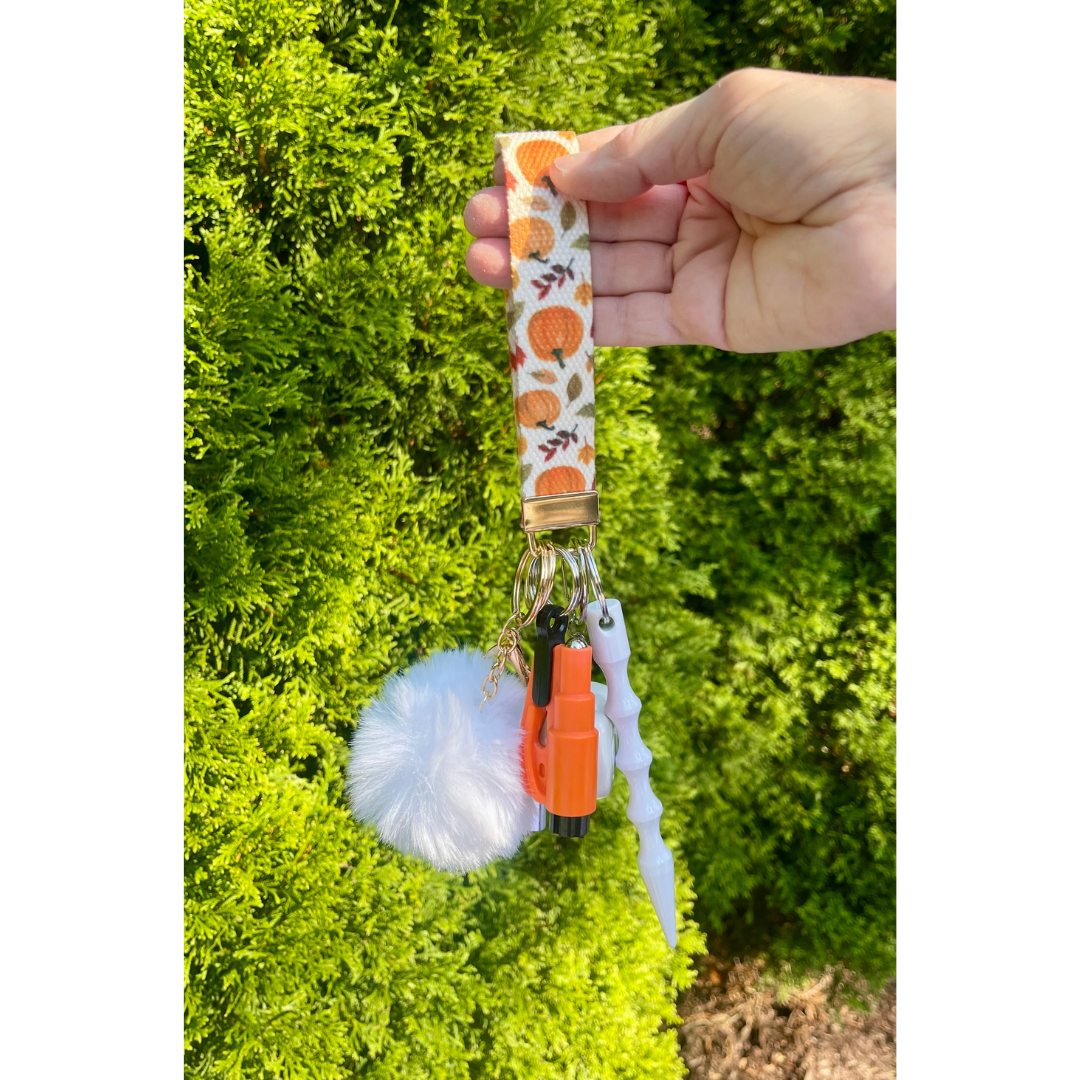 Pumpkin Wristlet Safety Keychain