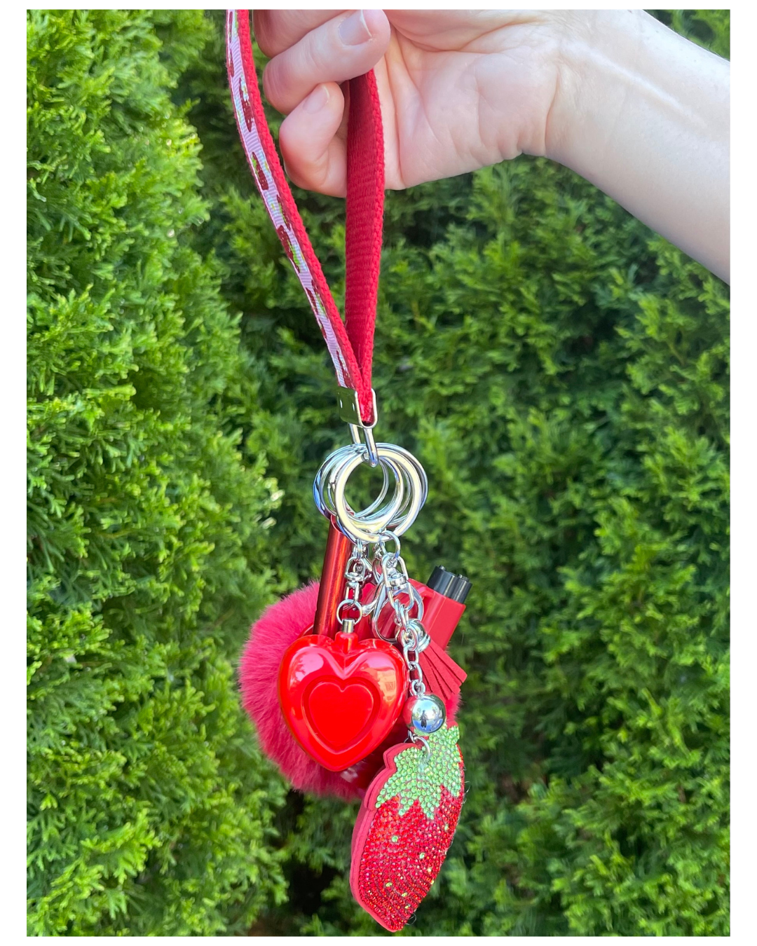 Strawberry Wristlet Safety Keychain