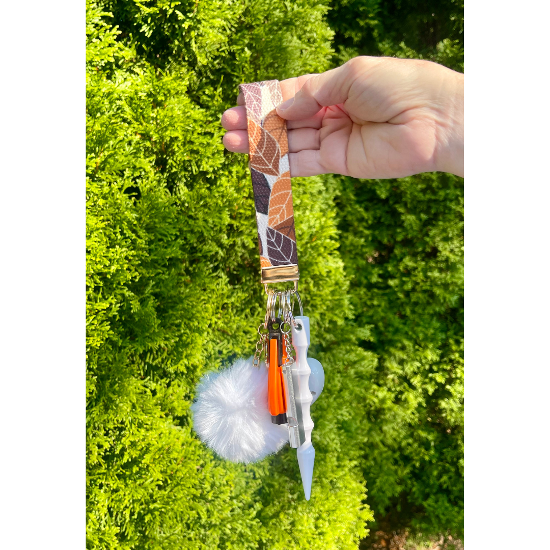 Fall Leaves Wristlet Safety Keychain