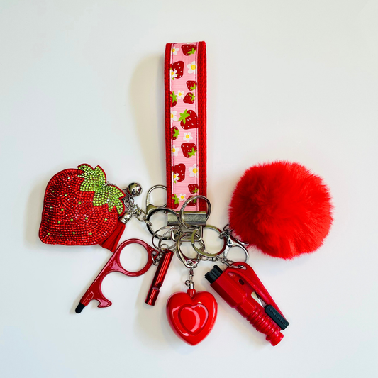 Strawberry Wristlet Safety Keychain