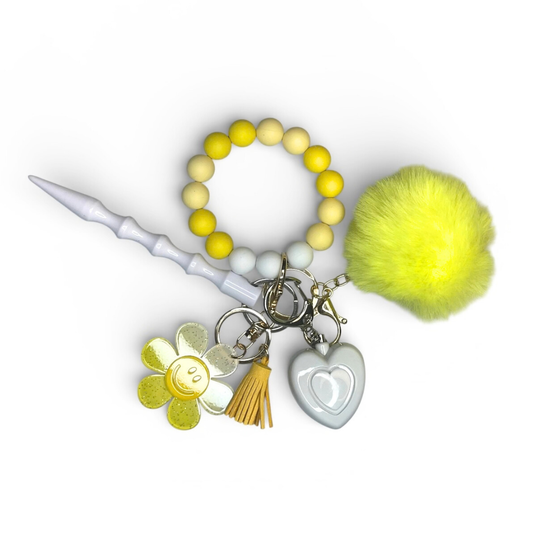 Sunshine Beaded Wristlet Mini Safety Keychain