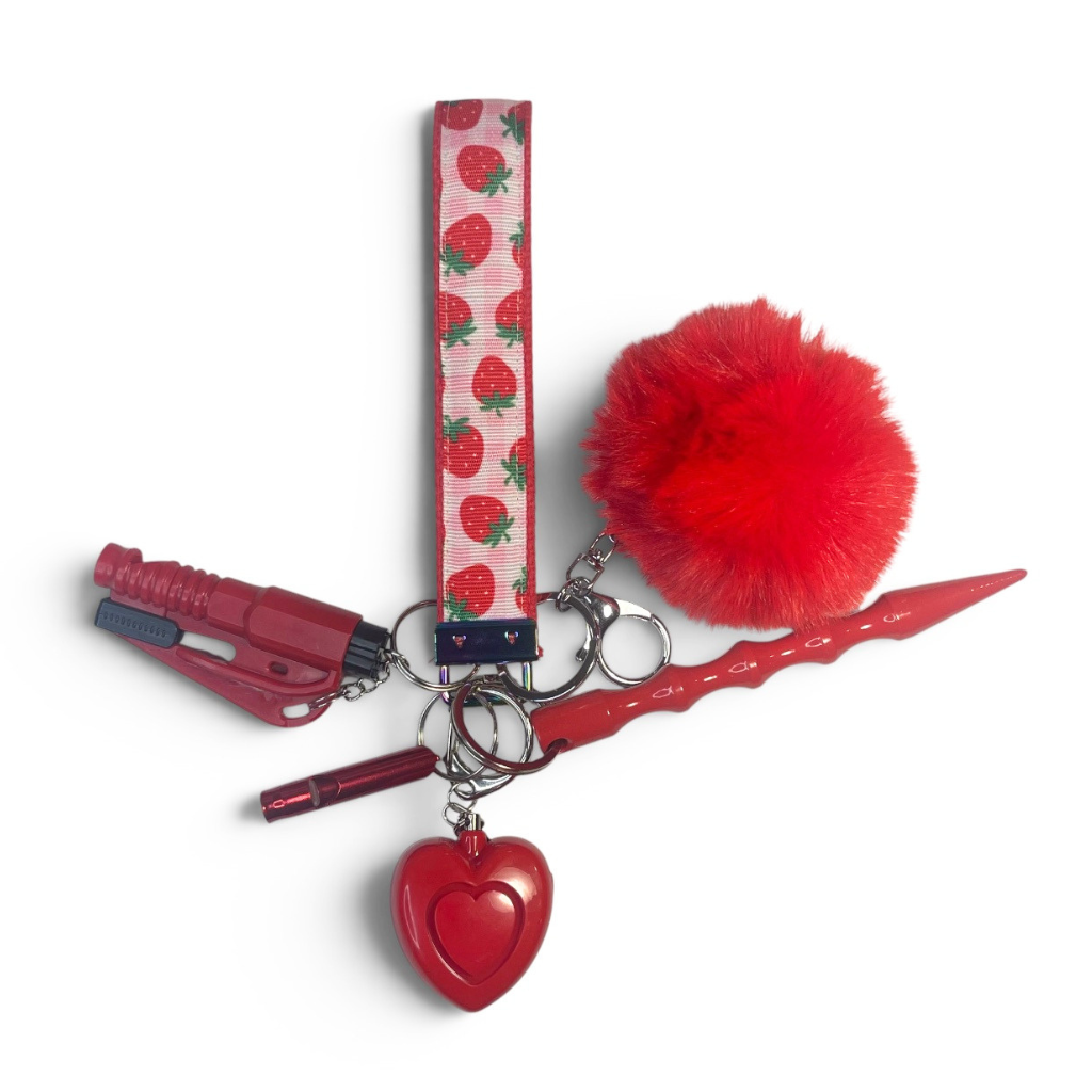 Strawberry Sweetie Wristlet Strap Safety Keychain