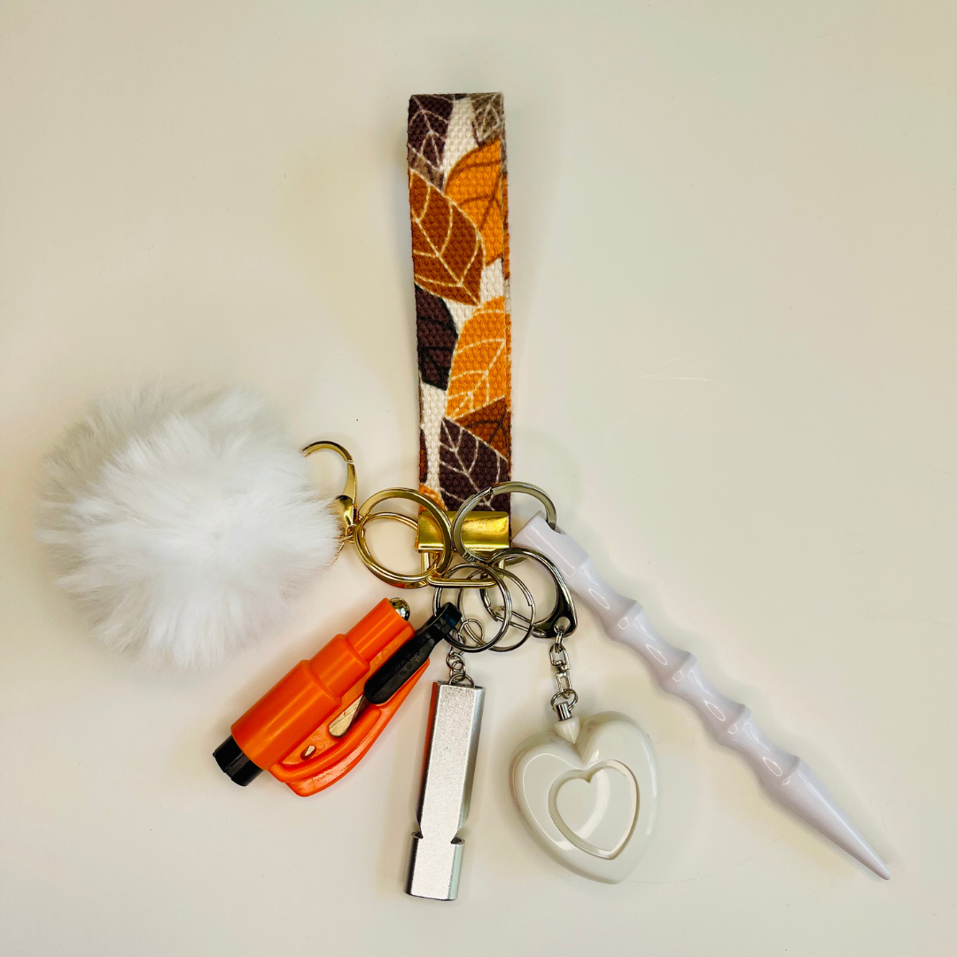 Fall Leaves Wristlet Safety Keychain