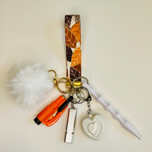 Fall Leaves Wristlet Safety Keychain