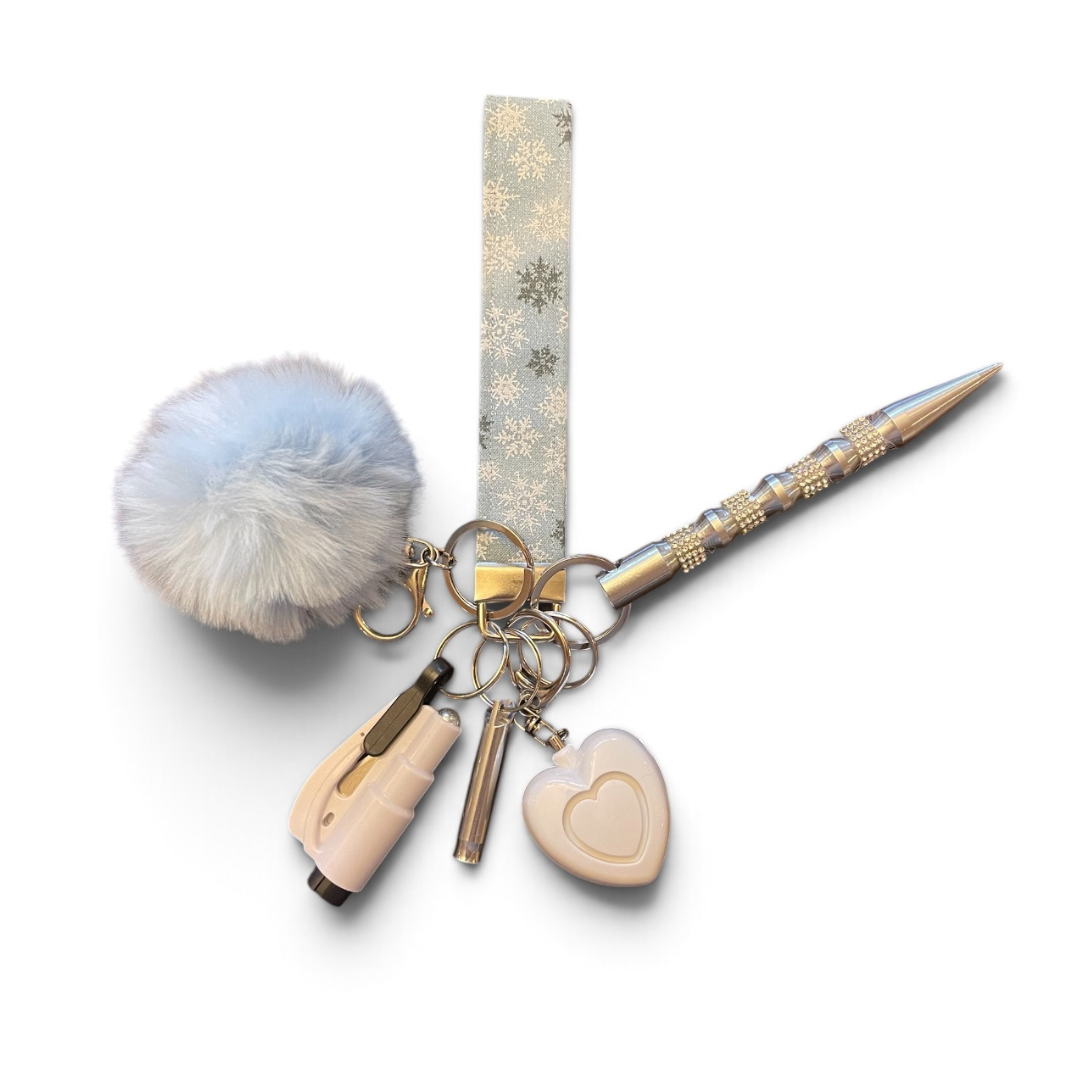 Blue Frost Sparkle Wristlet Safety Keychain