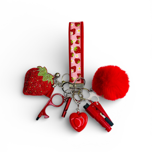 Strawberry Wristlet Safety Keychain
