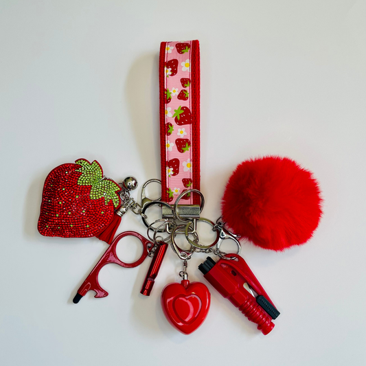 Strawberry Wristlet Safety Keychain