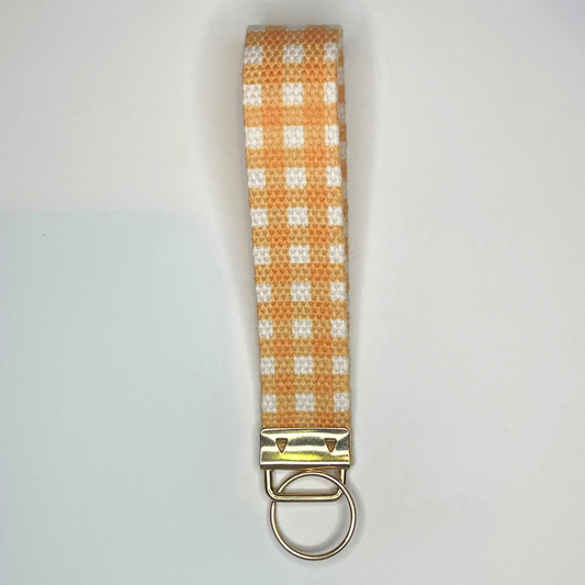 Orange & White Plaid Wristlet Strap