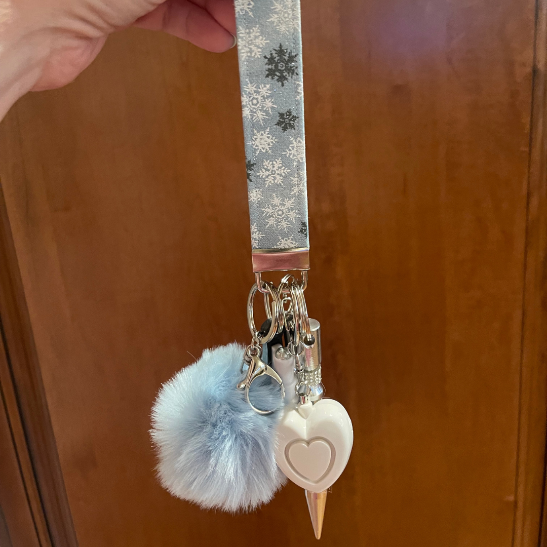 Blue Frost Sparkle Wristlet Safety Keychain