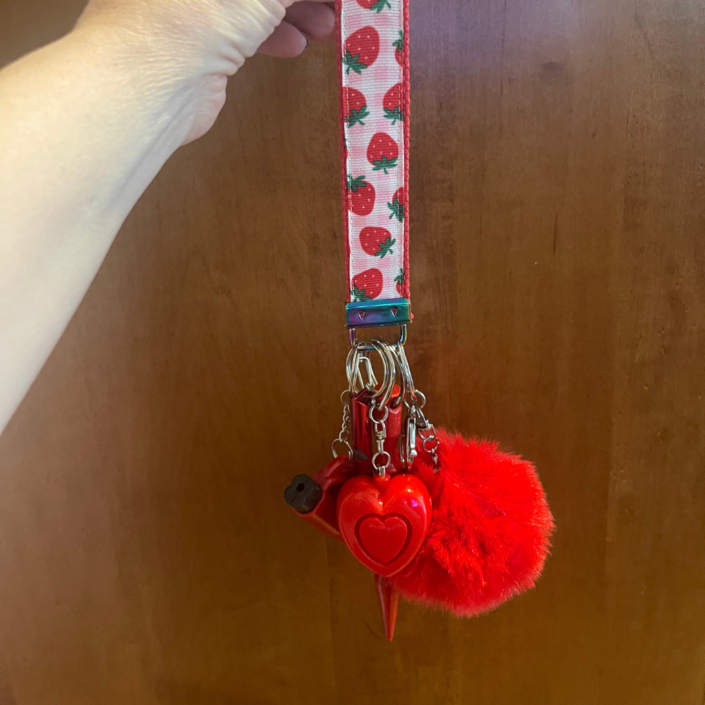 Strawberry Sweetie Wristlet Strap Safety Keychain
