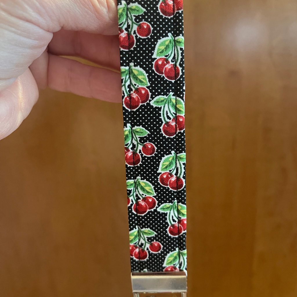 Black Cherry Bloom Wristlet Strap Safety Keychain