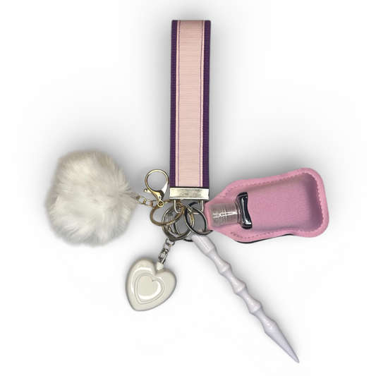 Pink and Purple Wristlet Strap Mini Safety Keychain