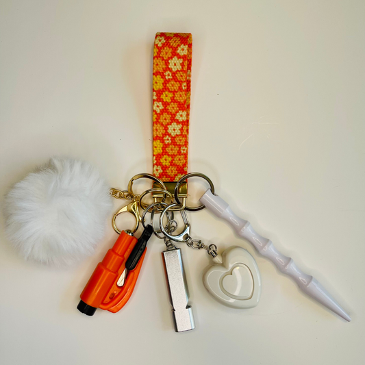 Fall Flowers Wristlet Safety Keychain