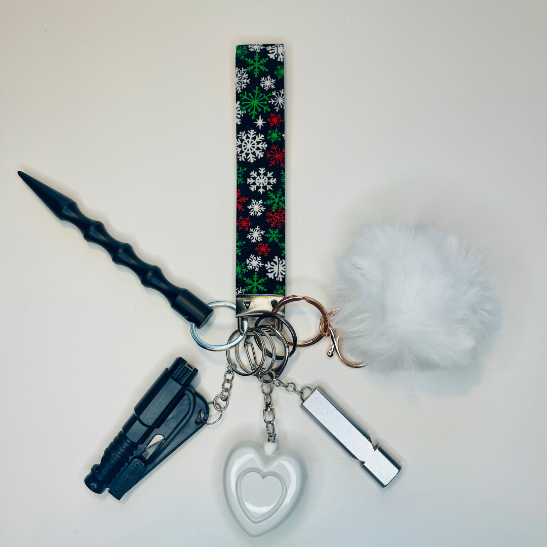 Midnight Snowflake Wristlet Safety Keychain