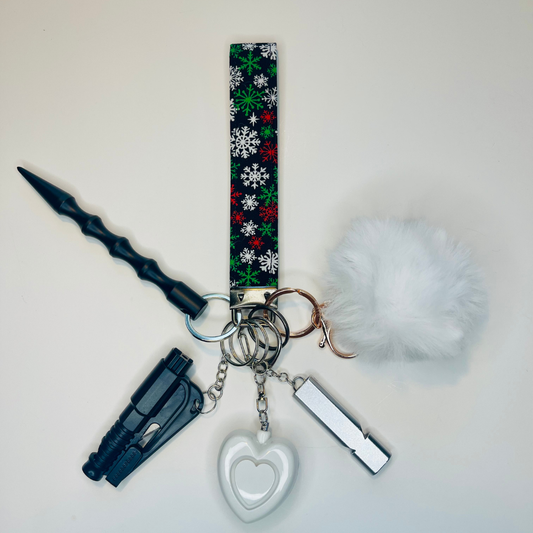 Midnight Snowflake Wristlet Safety Keychain