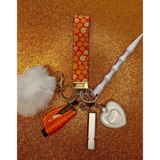 Fall Flowers Wristlet Safety Keychain