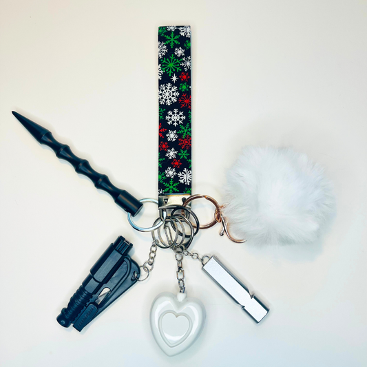 Midnight Snowflake Wristlet Safety Keychain