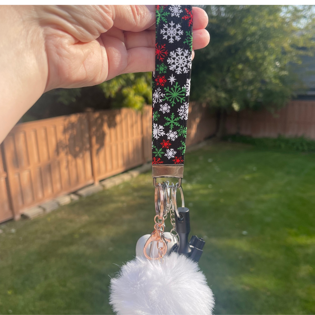 Midnight Snowflake Wristlet Safety Keychain