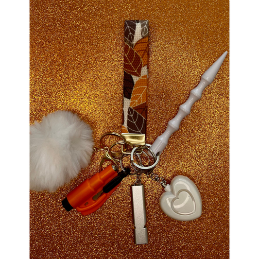 Fall Leaves Wristlet Safety Keychain