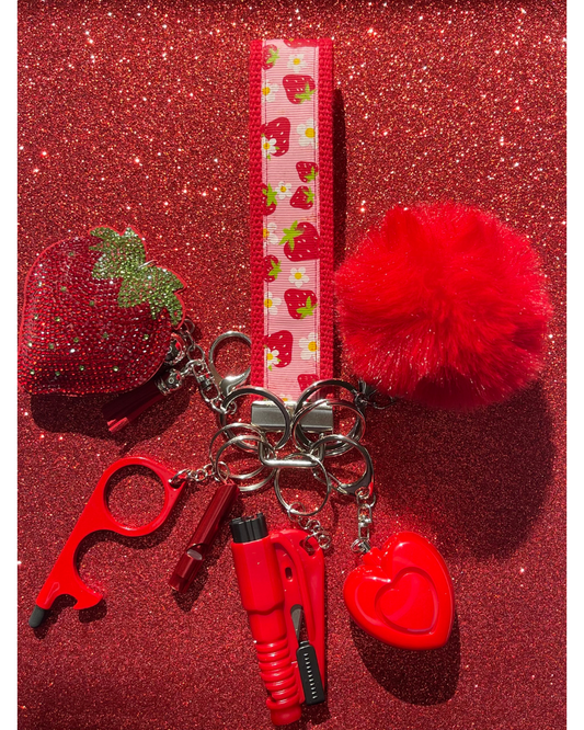 Strawberry Wristlet Safety Keychain