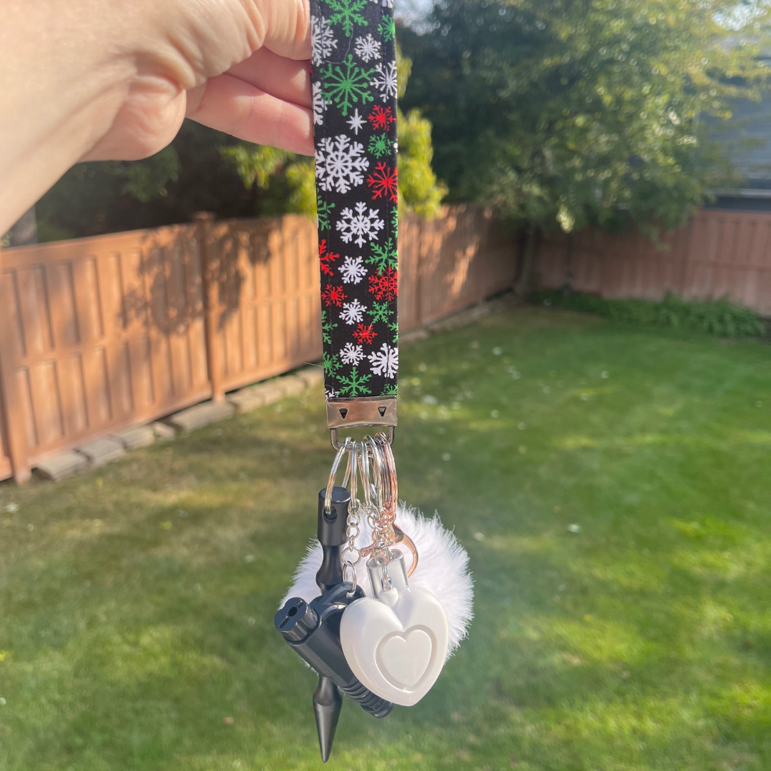 Midnight Snowflake Wristlet Safety Keychain