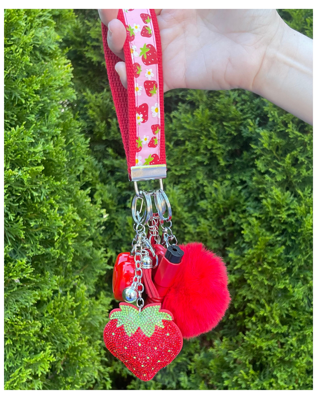 Strawberry Wristlet Safety Keychain